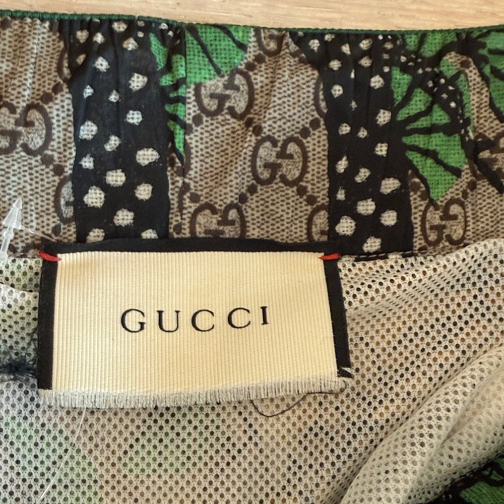 Gucci Tiger Print Board Shorts - Green and Brown - Picture 2 of 3